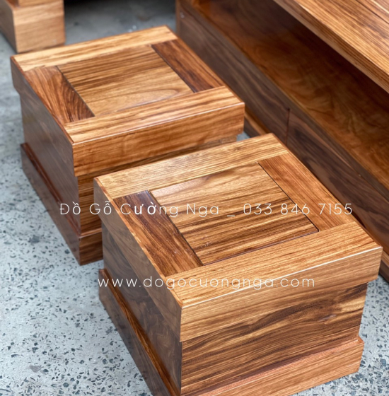  Bộ Ghế Sofa Gỗ Hương Xám Góc L Tay Trứng 2m3x2m