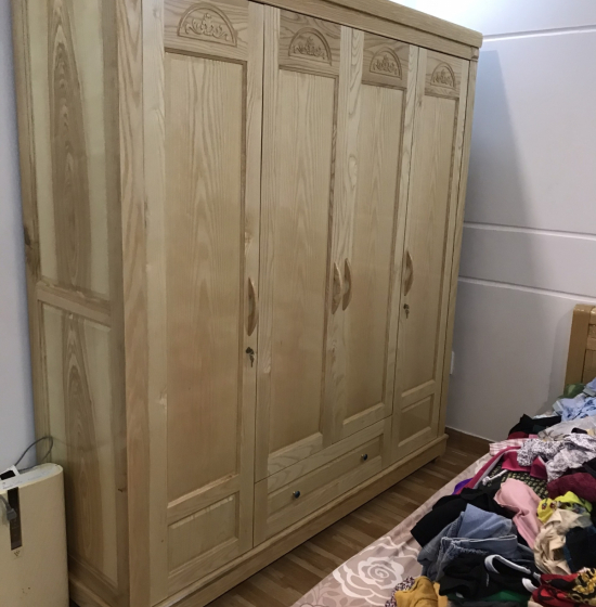 Tủ quần áo gỗ sồi nga 4 cánh mẫu vòm 