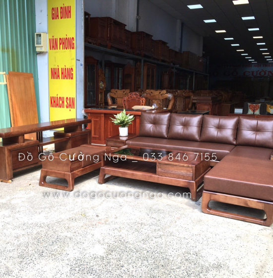 Bộ Ghế Sofa Gỗ Sồi Nga Góc L Hiện Đại Kèm Nệm 2m8x1m8 - Vế Phải 