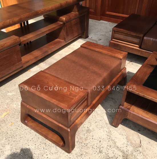 Bộ Ghế Sofa Gỗ Sồi Nga Góc L Hiện Đại Kèm Nệm 2m8x1m8 - Vế Phải 