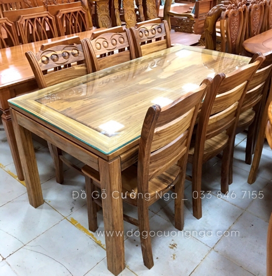 Bộ bàn ăn 6 ghế gỗ Hương Xám cao cấp - 80x1m6 BG 024