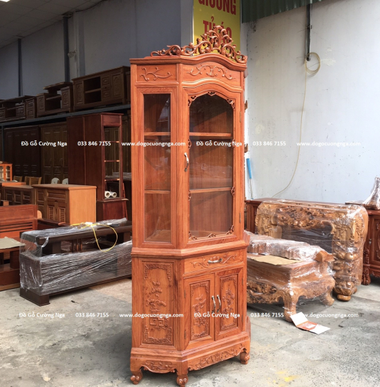 Tủ rượu gỗ Hương Đá góc 70 cao cấp TG 08