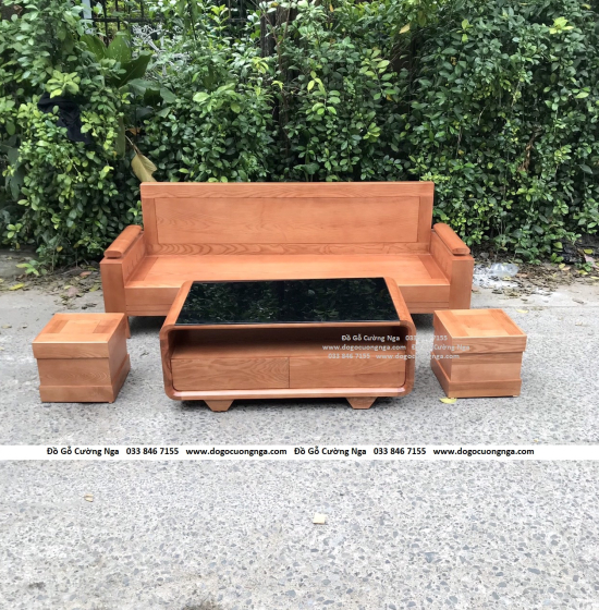 Bộ Ghế Sofa Văng Gỗ Sồi Nga 2m - Màu Xoan 