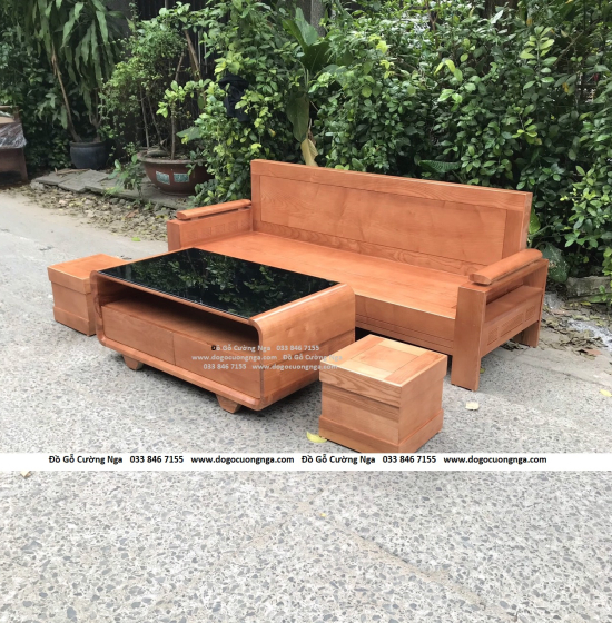 Bộ Ghế Sofa Văng Gỗ Sồi Nga 2m - Màu Xoan 