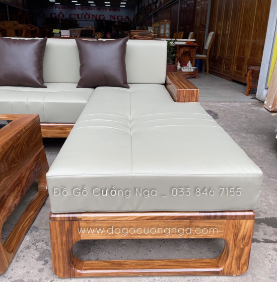 Bộ Ghế Sofa Gỗ Hương Xám Chân Hươu 2m8x1m8 Kèm Nệm