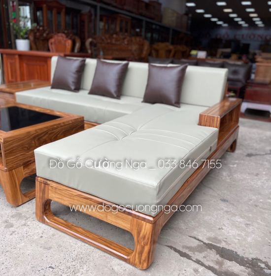 Bộ Ghế Sofa Gỗ Hương Xám Chân Hươu 2m8x1m8 Kèm Nệm