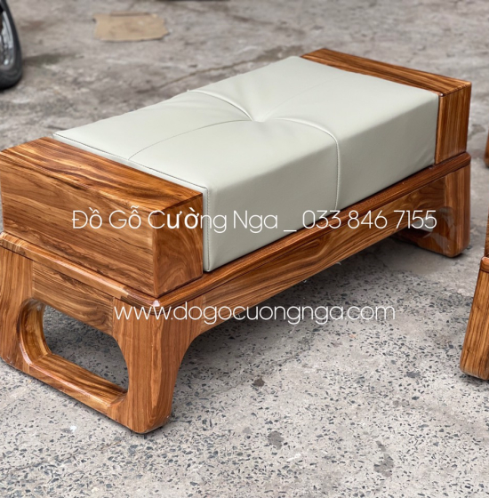 Bộ Ghế Sofa Góc L Gỗ Hương Xám Chân Hươu Cao Cấp 2m8x1m8 