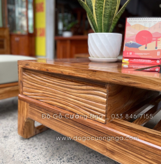 Bộ Ghế Sofa Gỗ Hương Xám Chân Hươu 2m8x1m8 Kèm Nệm