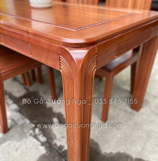Bộ bàn ăn gỗ Xoan Đào 6 ghế cao cấp - chân soi BG 028