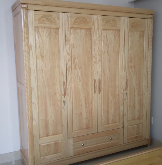 Tủ quần áo gỗ sồi nga 4 cánh mẫu vòm 