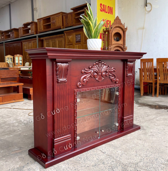 Lò sưởi gỗ xoan đào trang trí phòng khách hiện đại TG 02