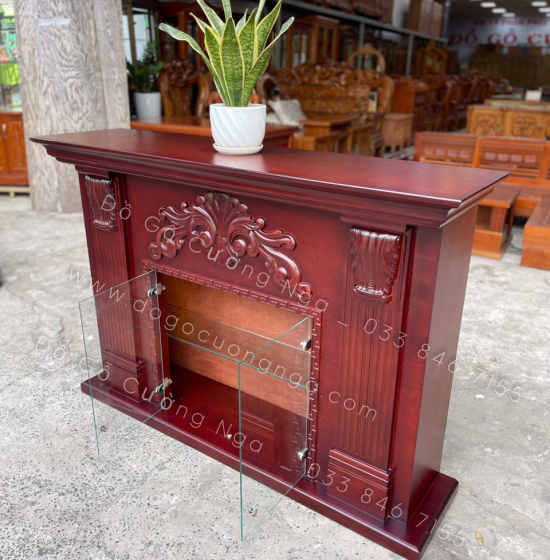 Lò sưởi gỗ xoan đào trang trí phòng khách hiện đại TG 02