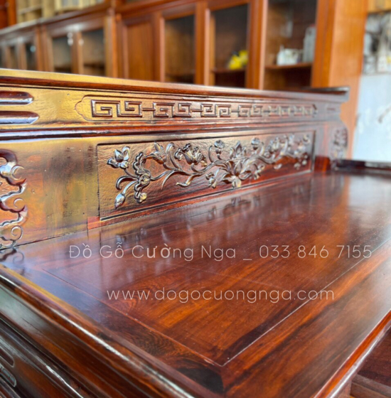 Bàn thờ gia tiên 2 tầng gỗ muồng - tay cuốn 1m34 giá rẻ 