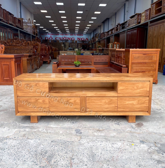 Kệ Tivi Gỗ Hương Xám Hiện Đại - 6 Ngăn Kéo KG 018