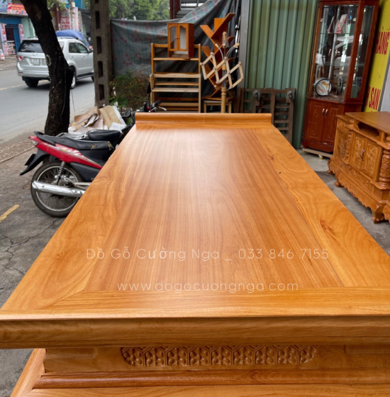 Bàn Thờ Gỗ Gõ Đỏ Một Tầng 1m53 Trạm Sen BT 1.09