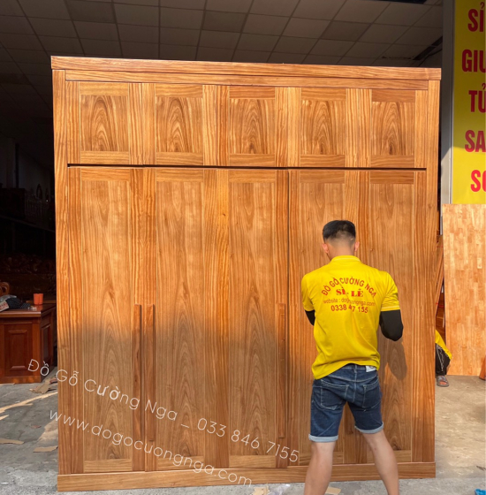 Tủ quần áo gỗ hương xám 2 tầng 5 cánh cao cấp 