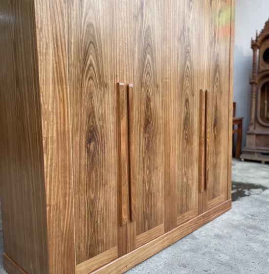 Tủ quần áo gỗ hương xám 2 tầng 5 cánh cao cấp 