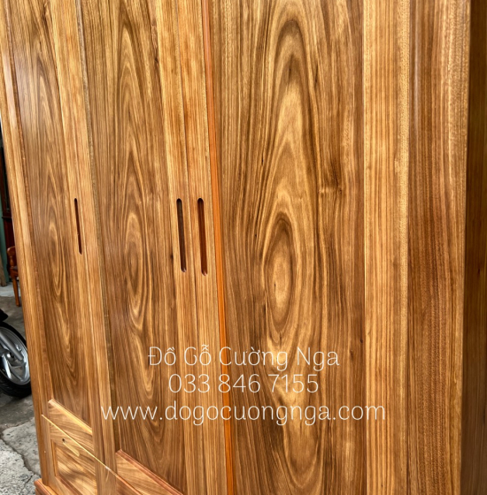 Tủ quần áo gỗ hương xám 3 cánh 1m6  - mẫu trơn 