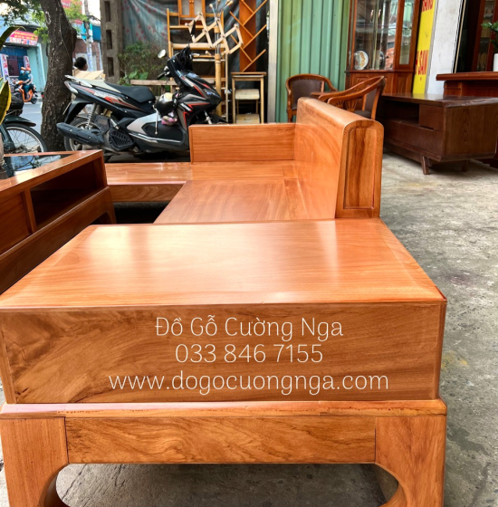 Bàn Ghế Sofa Gỗ Gõ Đỏ Góc L 2m8x1m8 - Vế Trái ( Kèm Nệm )