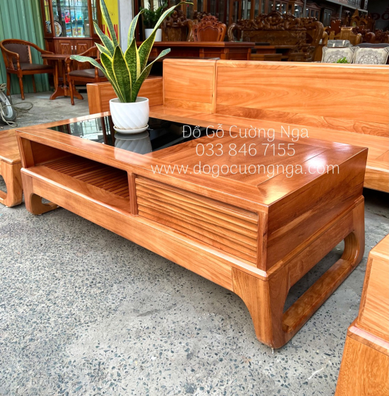 Sofa Góc L Gỗ Gõ Đỏ 2m8x1m8 Hiện Đại