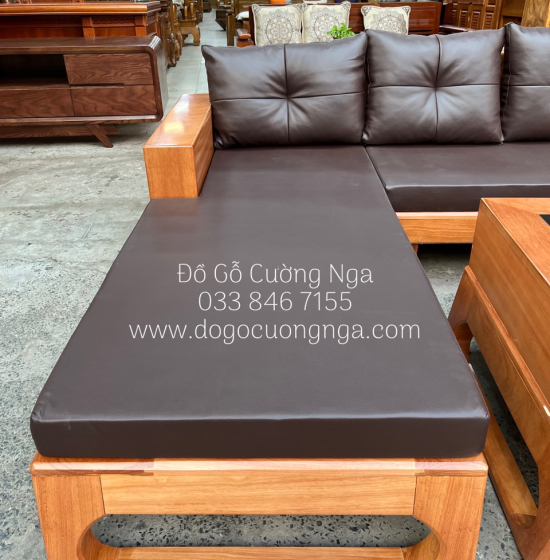 Bàn Ghế Sofa Gỗ Gõ Đỏ Góc L 2m8x1m8 - Vế Trái ( Kèm Nệm )