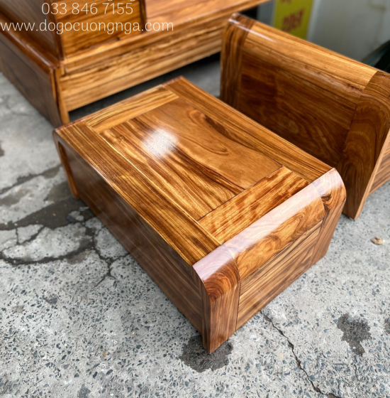 Bộ Bàn Ghế Sofa Góc L Gỗ Hương Xám 2m8x1m8 Vế Phải