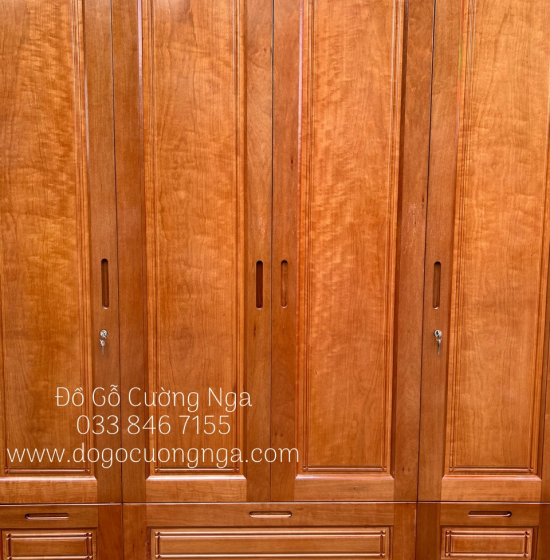 Tủ quần áo gỗ xoan đào 4 cánh - 2 tầng hiện đại TX 30