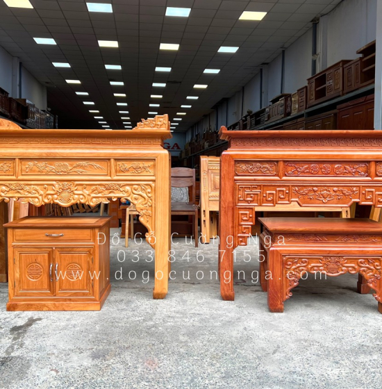 Bàn Thờ Gia Tiên Gỗ Gõ Đỏ 1m53 Kèm Tủ Táp Đẹp Chất Lượng Cao 