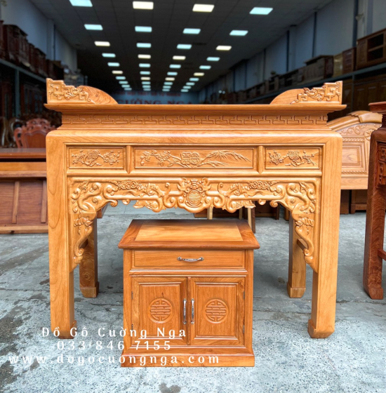 Bàn Thờ Gia Tiên Gỗ Gõ Đỏ 1m53 Kèm Tủ Táp Đẹp Chất Lượng Cao 