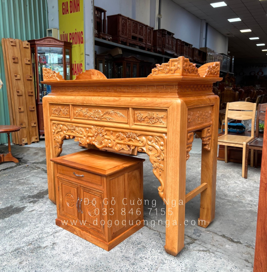 Bàn Thờ Gia Tiên Gỗ Gõ Đỏ 1m53 Kèm Tủ Táp Đẹp Chất Lượng Cao 