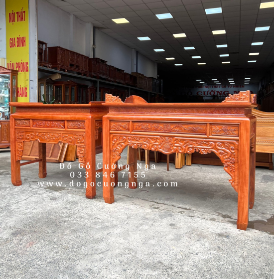 Bàn thờ gia tiên gỗ Hương Đá 1m75 - trạm như ý BT 07