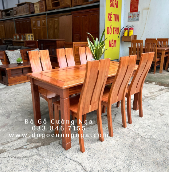 Bộ bàn ăn 6 ghế gỗ Xoan Đào hiện đại  BG 026