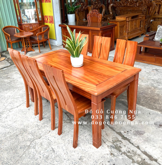 Bộ bàn ăn 6 ghế gỗ Xoan Đào hiện đại  BG 026