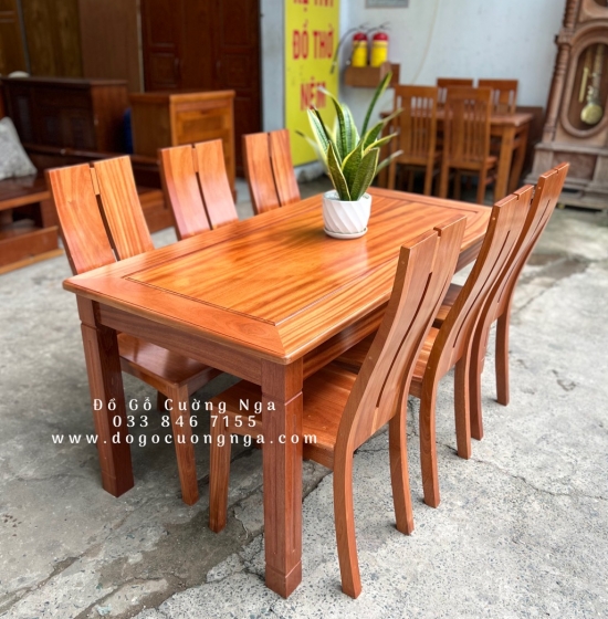 Bộ bàn ăn 6 ghế gỗ Xoan Đào hiện đại  BG 026