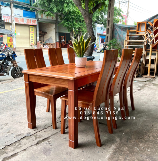 Bộ bàn ăn 6 ghế gỗ Xoan Đào hiện đại  BG 026