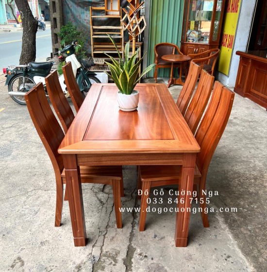 Bộ bàn ăn 6 ghế gỗ Xoan Đào hiện đại  BG 026