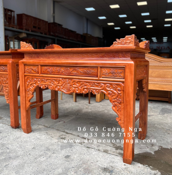 Bàn thờ gia tiên gỗ Hương Đá 1m75 - trạm như ý BT 07