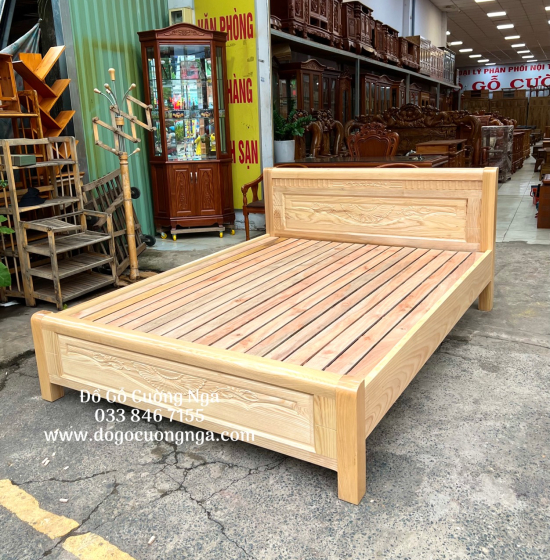 Giường Gỗ Sồi Nga Vạt Thưa Bền Đẹp - Trạm Hoa 