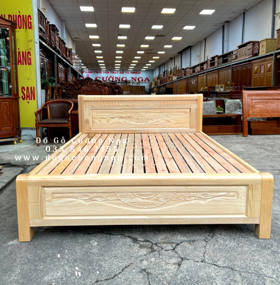 Giường Gỗ Sồi Nga Vạt Thưa Bền Đẹp - Trạm Hoa 