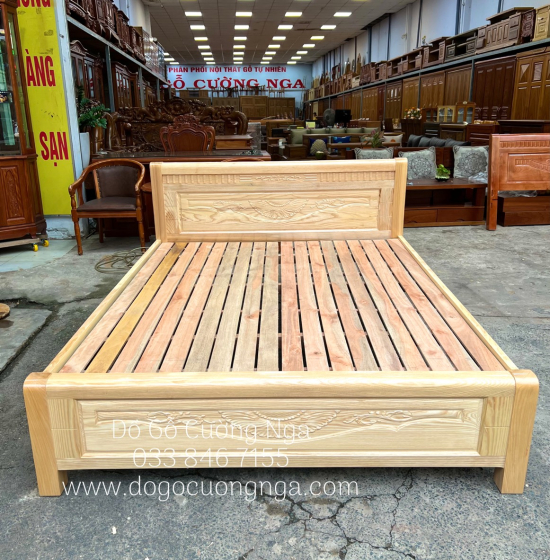 Giường Gỗ Sồi Nga Vạt Thưa Bền Đẹp - Trạm Hoa 