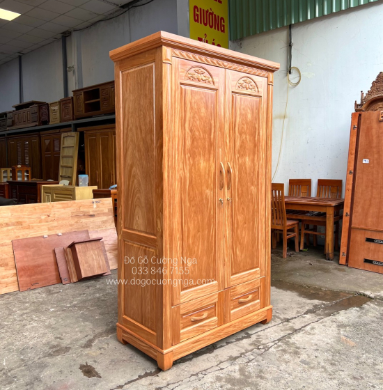 Tủ quần áo gỗ Đinh Hương 2 cánh - 1m2 hiện đại