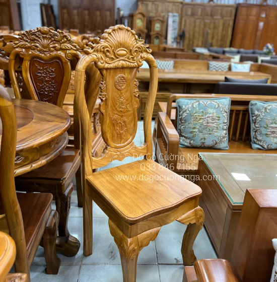 Bộ Bàn Ăn Gỗ Gõ Đỏ Cao Cấp 8 Ghế Mẫu Ovan Đẹp Đẳng Cấp 