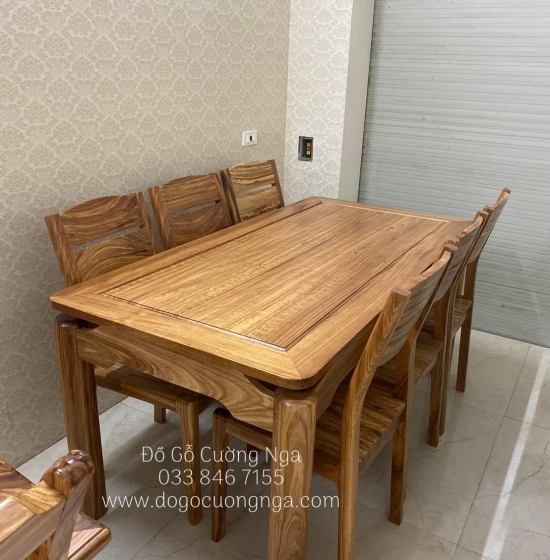 Bộ bàn ăn gỗ Hương Xám 6 ghế - 1m6 hiện đại BG 017