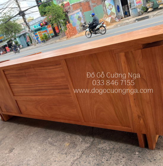 Kệ tivi gỗ gõ đỏ cao cấp 2m - 6 ngăn kéo