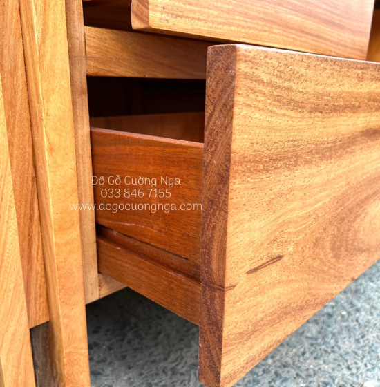 Kệ tivi gỗ gõ đỏ cao cấp 2m - 6 ngăn kéo