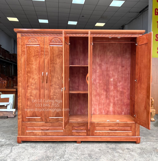 Tủ Áo Gỗ Hương Đá 5 Cánh Cao Cấp 
