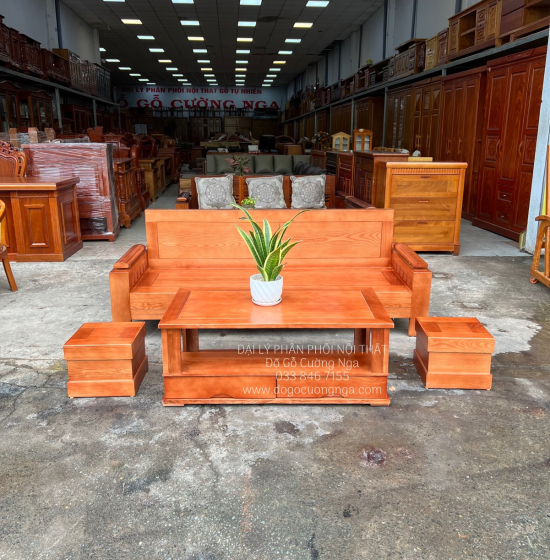 Bộ Ghế Sofa Gỗ Sồi Nga Văng 2m Hiện Đại SF 079
