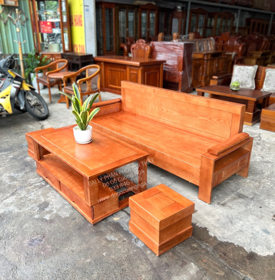 Bộ Ghế Sofa Gỗ Sồi Nga Văng 2m Hiện Đại SF 079