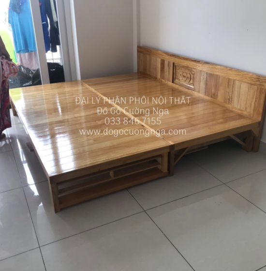 Giường Ghế Gấp Gỗ Sồi Giá Rẻ 1m2x1m9 Màu Tự Nhiên 