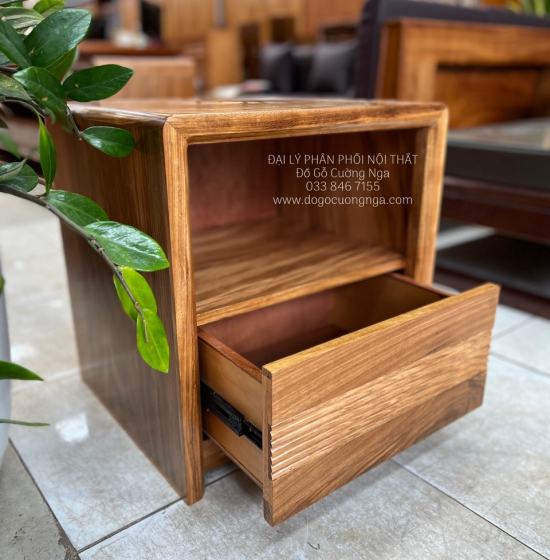 Tủ táp đầu giường gỗ hương xám hiện đại